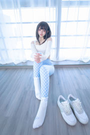 [COS phúc lợi] Lolita Sakura Ban Mayu - Blue and White Grid